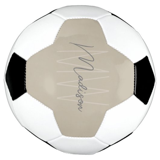 Moderne Monogramm Name Script Beige Fußball (Gedreht)