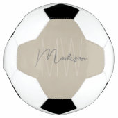 Moderne Monogramm Name Script Beige Fußball (Vorderseite)
