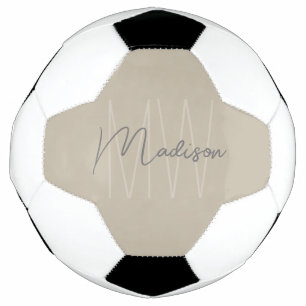 Moderne Monogramm Name Script Beige Fußball