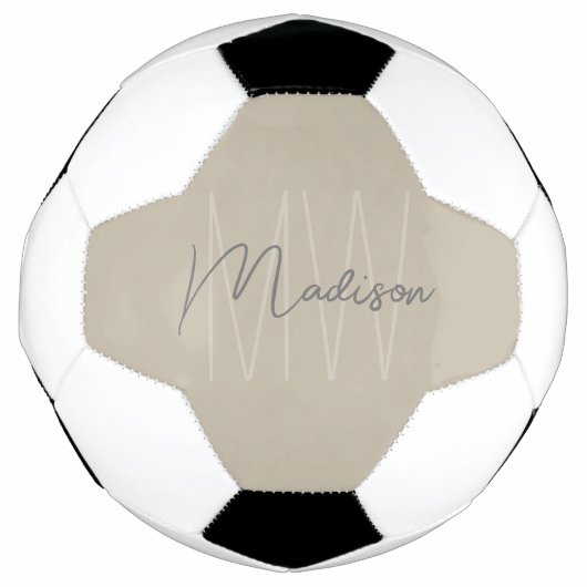 Moderne Monogramm Name Script Beige Fußball (Vorderseite)