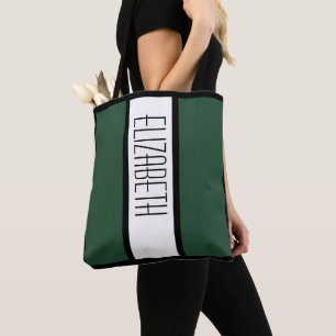 Moderne Monogramm-Name Trend Grün Schwarz Weiß Tasche