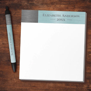 Moderne Monogramm-Namen gebürstetes Metall Notizblock