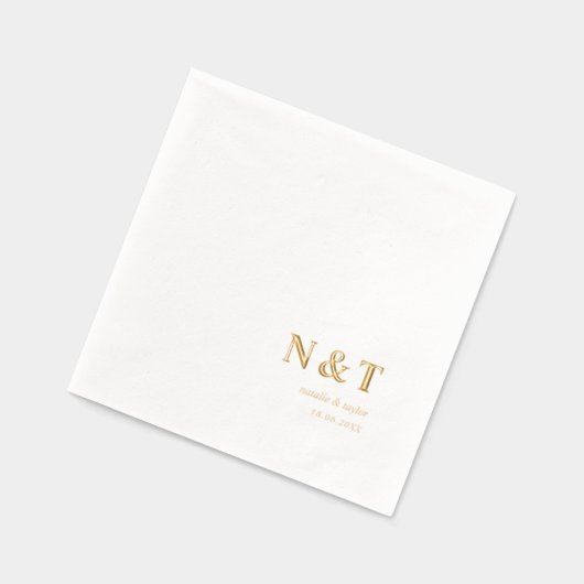 Moderne Monogramm-Namen und Datum Hochzeit Servietten Mit Folie (Links)