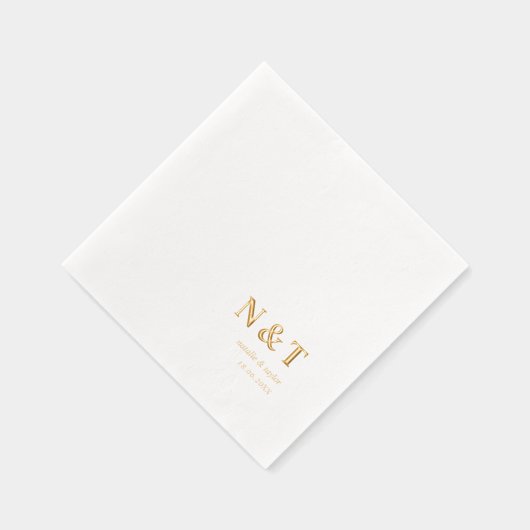 Moderne Monogramm-Namen und Datum Hochzeit Servietten Mit Folie (Rechts)