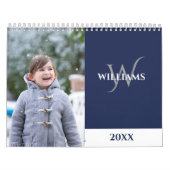 Moderne Monogramm Navy Blau Foto Kalender (Titelbild)