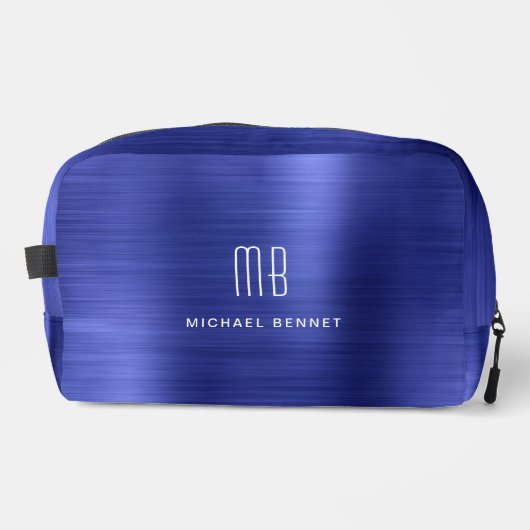 Moderne Monogramm Navy Blau Waschbeutel (Vorderseite)