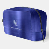Moderne Monogramm Navy Blau Waschbeutel (Rechte Ecke)