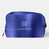 Moderne Monogramm Navy Blau Waschbeutel (Rückseite)