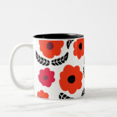 Moderne Monogramm Orange und Rote Blüten Zweifarbige Tasse (Links)
