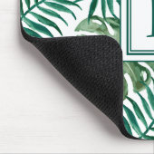 Moderne Monogramm-Palmblätter Mousepad (Ecke)