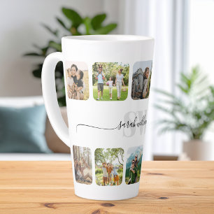 Moderne Monogramm-Personalisierte FotoCollage Milchtasse