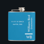 Moderne Monogramm Personalisierter Trauzeuge-Hibit Flachmann<br><div class="desc">Dieses Trauzeuge ist in einem handgeschriebenen minimalistischen und sicheren Blau gehalten. Sie können den Namen,  den Titel und den Bräutigam personalisieren oder Ihre eigene Nachricht hinzufügen! Zeigen Sie Ihrem Trauzeuge,  wie viel Sie Liebe und schätzen ihre Teilnahme.</div>