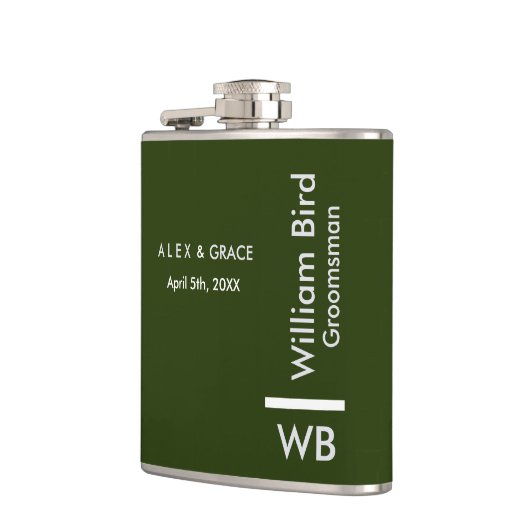 Moderne Monogramm Personalisierter Trauzeuge-Hibit Flachmann (Links)