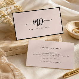 Moderne Monogramm-Pinsel-Schriftart Schwarz Rosenr Visitenkarte