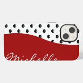 Moderne Monogramm-Polka-Dots iPhone Hülle (Rückseite (Horizontal))