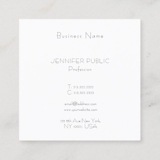 Moderne Monogramm Popular Elegant Beruflich Schlic Quadratische Visitenkarte (Rückseite)