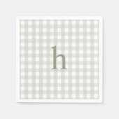 Moderne Monogramm Preppy Salbei-Grün Gingham Serviette (Vorderseite)