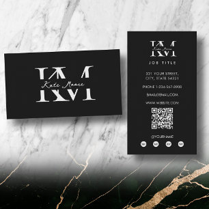 Moderne Monogramm Professional Black Marketing Visitenkarte