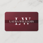 Moderne Monogramm Professional Rot Marone Visitenkarte (Vorderseite)