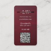 Moderne Monogramm Professional Rot Marone Visitenkarte (Rückseite)