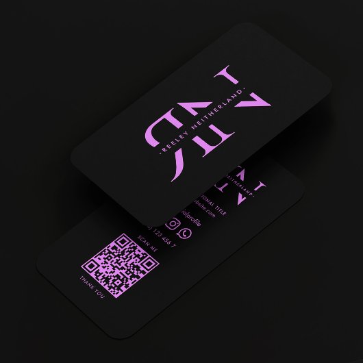 Moderne Monogramm Professional Schwarz Lila Visitenkarte