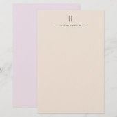 Moderne Monogramm-Professionell-Einfarbig-Pastellf Briefpapier (Vorne/Hinten)