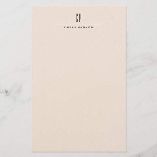 Moderne Monogramm-Professionell-Einfarbig-Pastellf Briefpapier (Vorderseite)