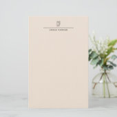 Moderne Monogramm-Professionell-Einfarbig-Pastellf Briefpapier (Stehend Vorderseite)