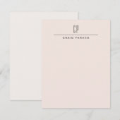 Moderne Monogramm-Professionell-Einfarbig-Pastellf Mitteilungskarte (Vorne/Hinten)
