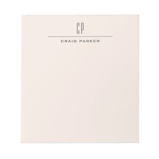 Moderne Monogramm-Professionell-Einfarbig-Pastellf Notizblock (Vorderseite)