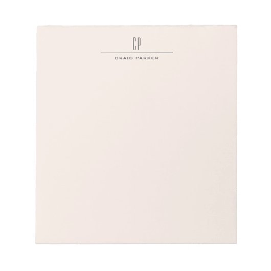 Moderne Monogramm-Professionell-Einfarbig-Pastellf Notizblock (Vorderseite)