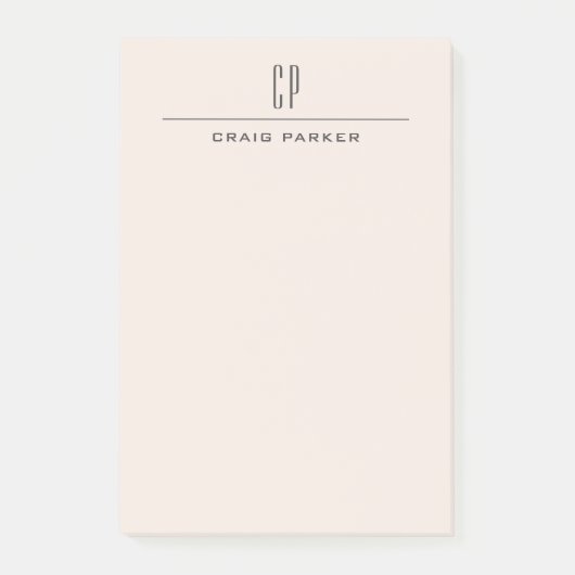 Moderne Monogramm-Professionell-Einfarbig-Pastellf Post-it Klebezettel (Vorderseite)