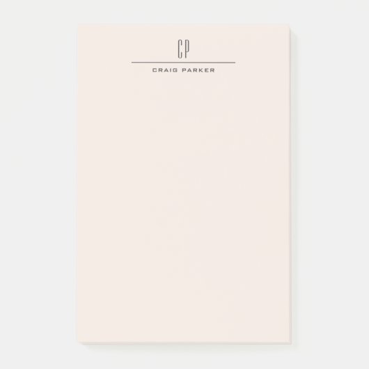 Moderne Monogramm-Professionell-Einfarbig-Pastellf Post-it Klebezettel (Vorderseite)