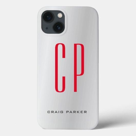 Moderne Monogramm professionell einfarbig silbergr Case-Mate iPhone Hülle (Rückseite)