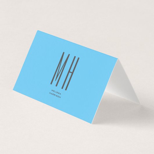 Moderne Monogramm Professionell Schlicht Himmelbla (Vorderseite)