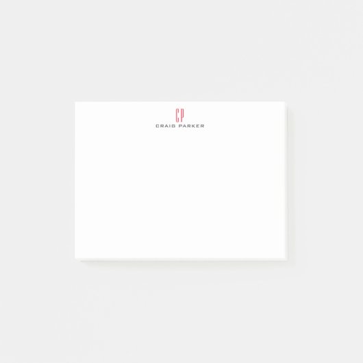 Moderne monogramm professionell schlicht minimalis post-it klebezettel (Vorderseite)