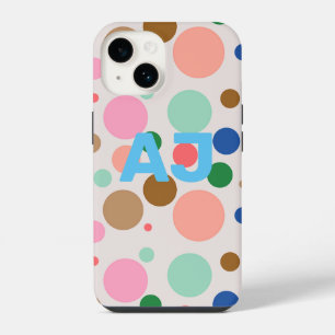 Moderne Monogramm-Punkte-Muster iPhone 14 Hülle