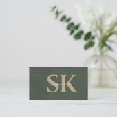 Moderne Monogramm-QR-Code dunkelgrüne soziale Icon Visitenkarte (Stehend Vorderseite)