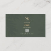 Moderne Monogramm-QR-Code dunkelgrüne soziale Icon Visitenkarte (Rückseite)