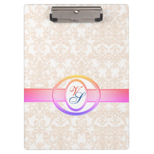 Moderne Monogramm Retro Antik Muster Vintage Rosa Klemmbrett