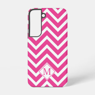 Moderne Monogramm-Rosa-Chevron-Streifen Samsung Galaxy Hülle