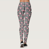 Moderne monogramm rosa Elefantenmuster Streifen Leggings (Rückseite)