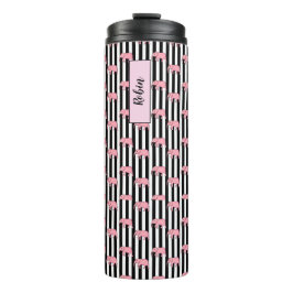 Moderne monogramm rosa Elefantenmuster Streifen Thermosbecher