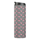 Moderne monogramm rosa Elefantenmuster Streifen Thermosbecher (Nach rechts gedreht)