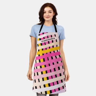 Moderne Monogramm Rosa Gelb Schwarz Kariert Süß Schürze