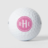 Moderne monogramm rosa Golfbälle (Vorderseite)