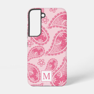 Moderne Monogramm-Rosa Paisley-Retro-Muster Samsung Galaxy Hülle