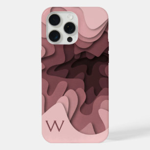 Moderne Monogramm-Rosé-Elegante-Abstrakte iPhone 15 Pro Max Hülle