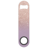 Moderne Monogramm Rose Gold Glitzer ombre lila Speedflaschenöffner (Rückseite)