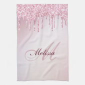 , moderne monogramm Rose Gold lila Glitzer Geschirrtuch (Vertikal)